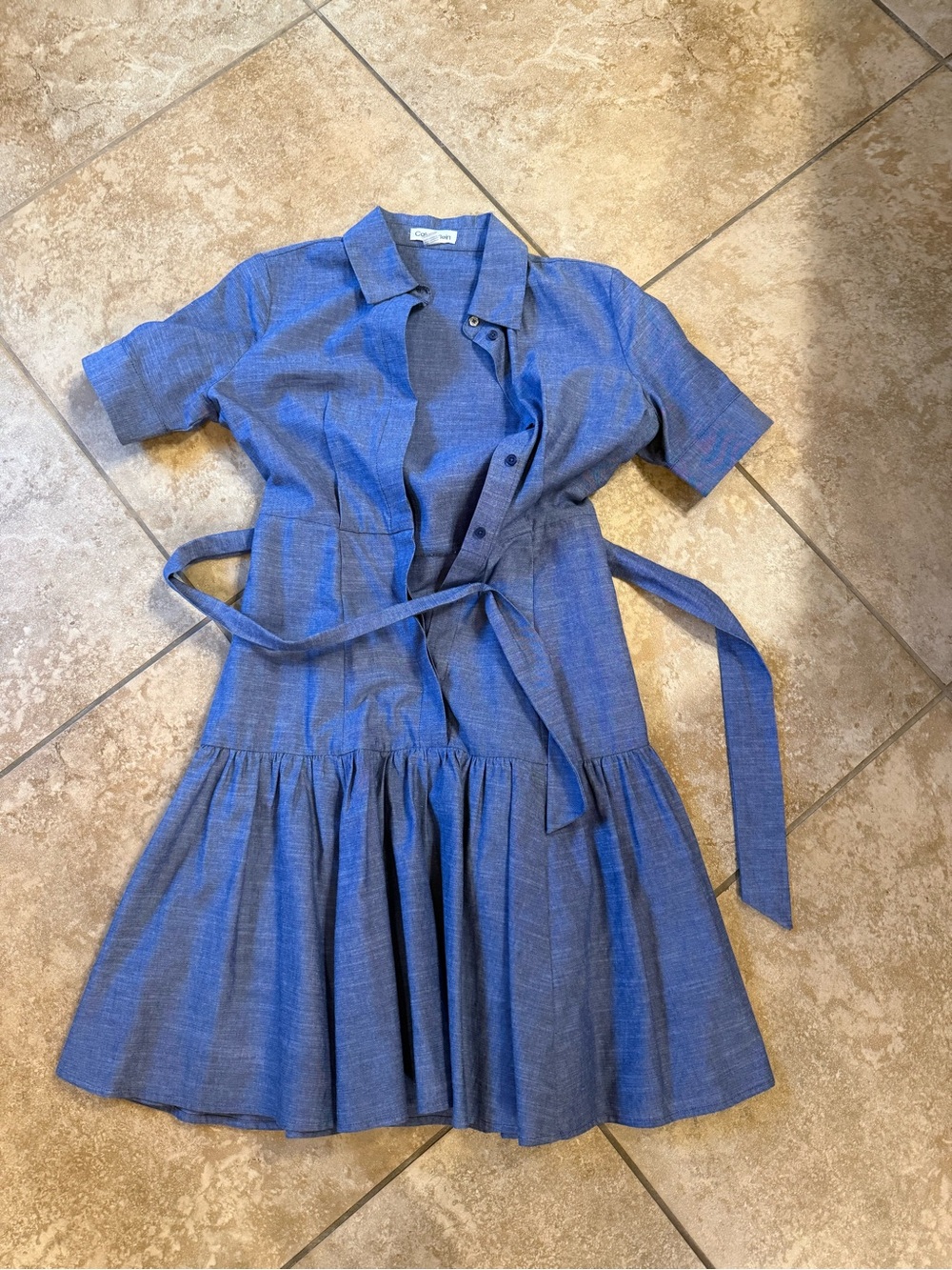 Calvin Klein Blue Shirt with White Label